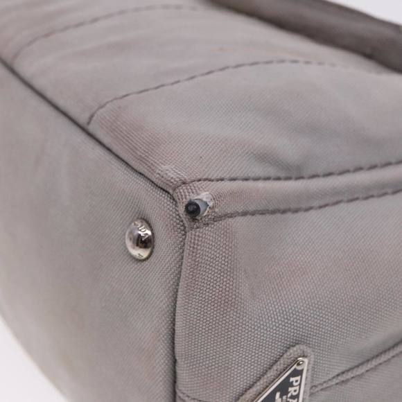 PRADA Canapa PM Hand Bag Canvas Gray Auth 78451 - Picture 9 of 16